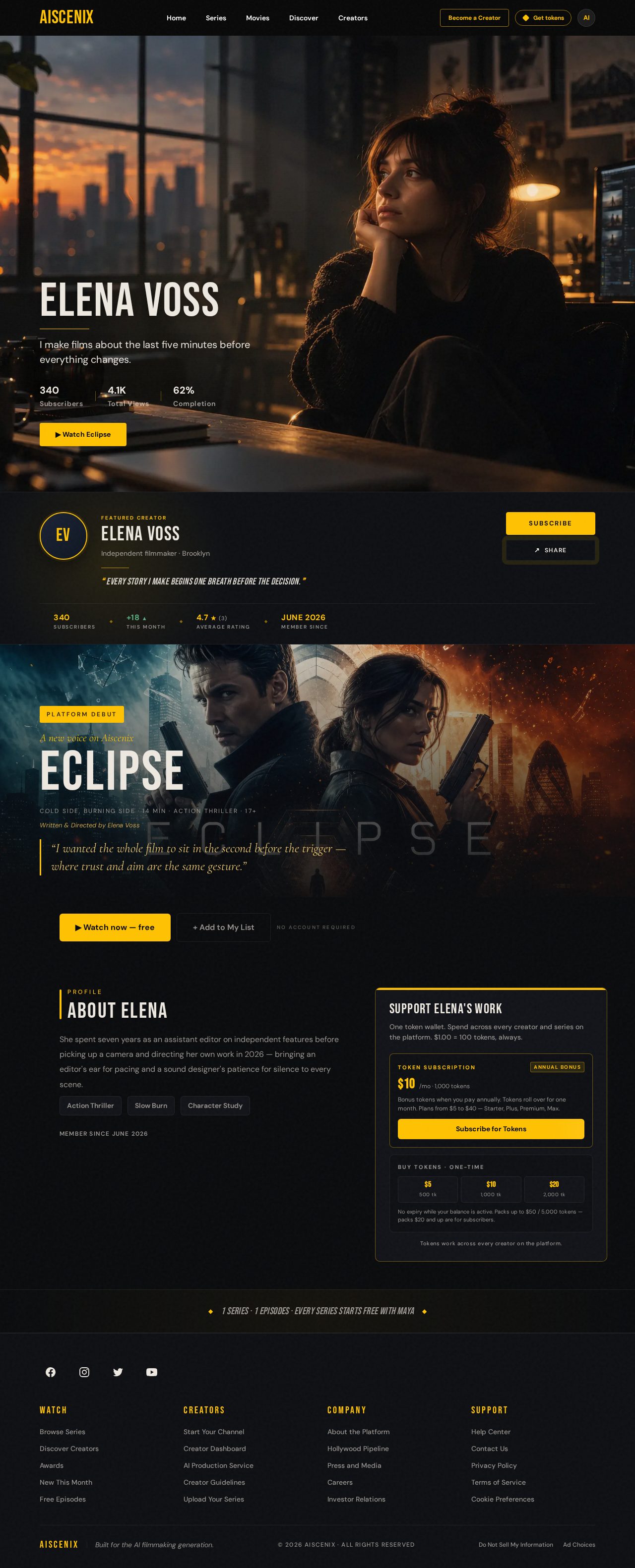 Elena Voss — spotlight creator page, full-length preview