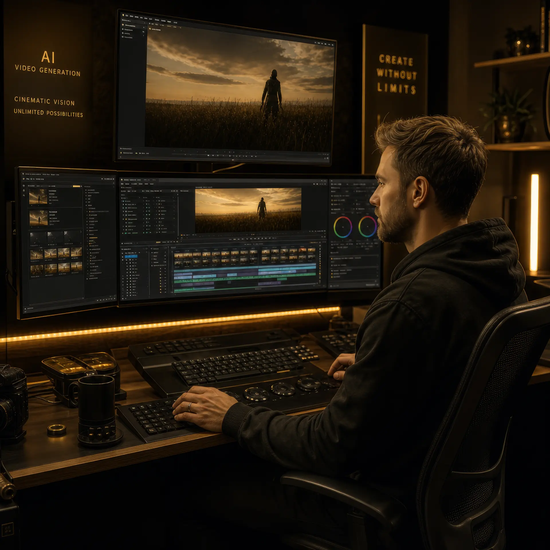 Creator shaping a personal studio and catalog at an editing suite